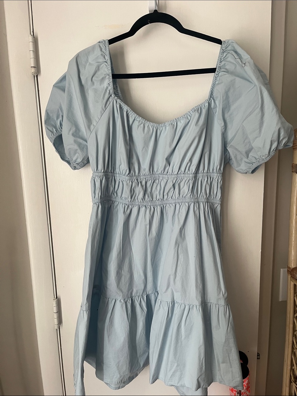 bp Light Blue Puff Sleeve Babydoll Dress